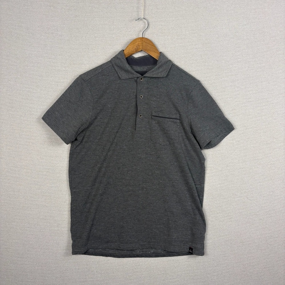 PrAna Polo Shirt Mens Small Gray Short Sleeve Minimalist‎ Gorpcore Stretch Tech